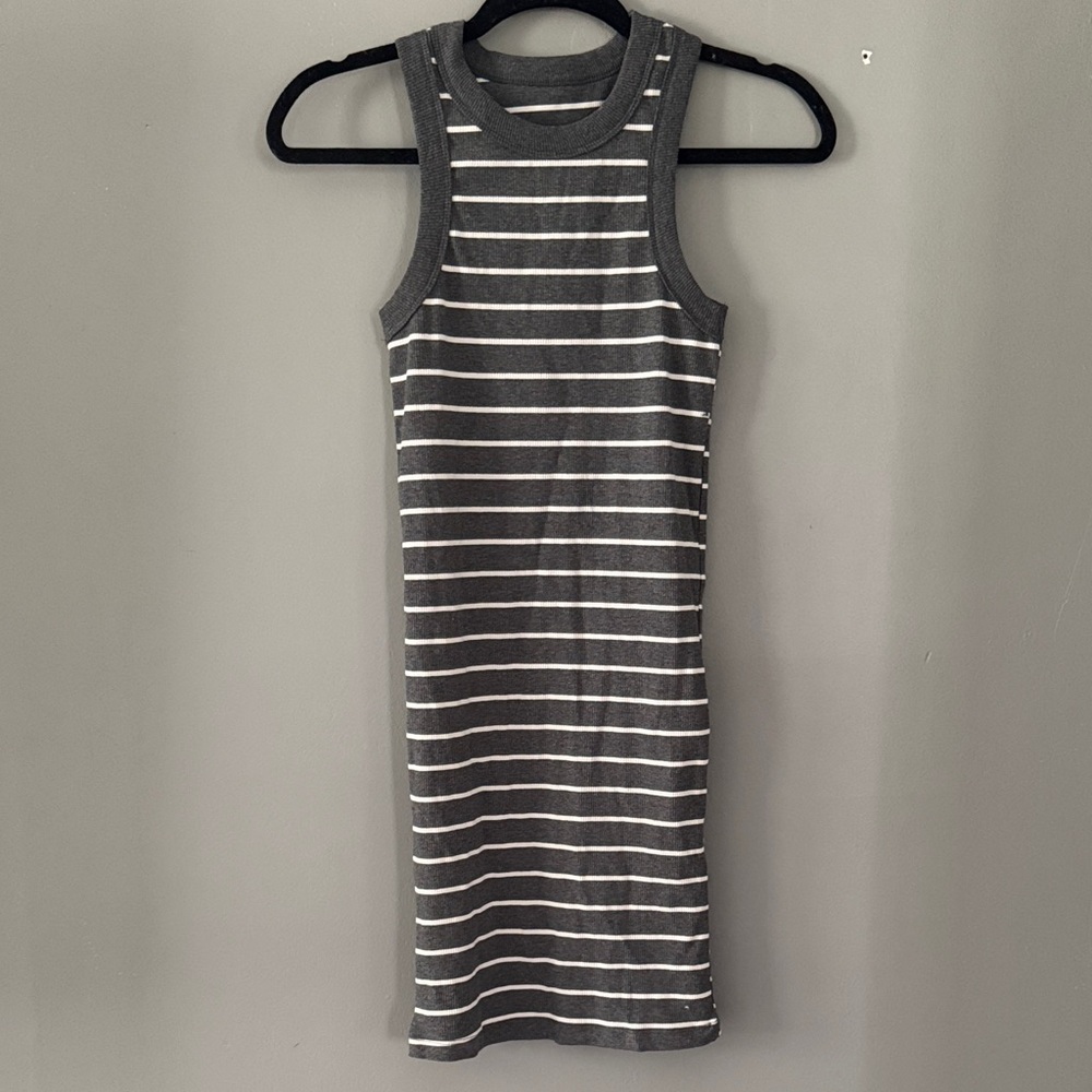 Striped Gray Sleeveless Dress